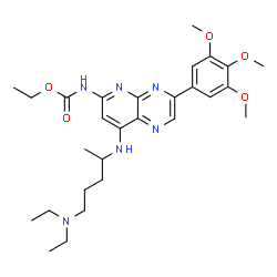 ChemSpider 2D Image | Ethyl [8-{[5-(diethylamino)-2-pentanyl]amino}-3-(3,4,5-trimethoxyphenyl)pyrido[2,3-b]pyrazin-6-yl]carbamate | C28H40N6O5
