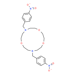 ChemSpider 2D Image | 7,13-Bis(4-nitrobenzyl)-1,4,10-trioxa-7,13-diazacyclopentadecane | C24H32N4O7