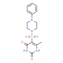 ChemSpider 2D Image | 6-Methyl-5-[(4-phenyl-1-piperazinyl)sulfonyl]-2,4(1H,3H)-pyrimidinedione | C15H18N4O4S