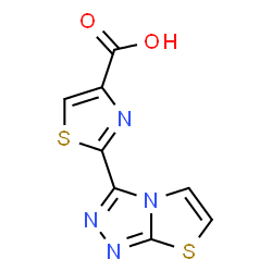 ChemSpider 2D Image | 2-([1,3]Thiazolo[2,3-c][1,2,4]triazol-3-yl)-1,3-thiazole-4-carboxylic acid | C8H4N4O2S2