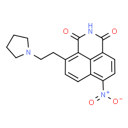 ChemSpider 2D Image | 7-Nitro-4-[2-(1-pyrrolidinyl)ethyl]-1H-benzo[de]isoquinoline-1,3(2H)-dione | C18H17N3O4