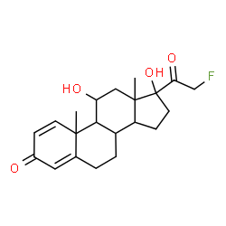 ChemSpider 2D Image | 21-Fluoro-11,17-dihydroxypregna-1,4-diene-3,20-dione | C21H27FO4