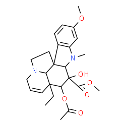 ChemSpider 2D Image | Methyl 4-acetoxy-3-hydroxy-16-methoxy-1-methyl-6,7-didehydroaspidospermidine-3-carboxylate | C25H32N2O6