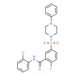 ChemSpider 2D Image | N-(2-Chlorophenyl)-2-fluoro-5-[(4-phenyl-1-piperazinyl)sulfonyl]benzamide | C23H21ClFN3O3S