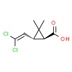 ChemSpider 2D Image | (1S,3R)-3-(2,2-Dichlorovinyl)-2,2-dimethylcyclopropanecarboxylic acid | C8H10Cl2O2
