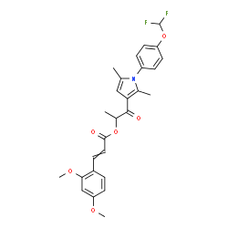 ChemSpider 2D Image | 1-{1-[4-(Difluoromethoxy)phenyl]-2,5-dimethyl-1H-pyrrol-3-yl}-1-oxo-2-propanyl 3-(2,4-dimethoxyphenyl)acrylate | C27H27F2NO6