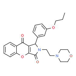 ChemSpider 2D Image | 2-[2-(4-Morpholinyl)ethyl]-1-(3-propoxyphenyl)-1,2-dihydrochromeno[2,3-c]pyrrole-3,9-dione | C26H28N2O5