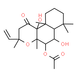 ChemSpider 2D Image | 6,10b-Dihydroxy-3,4a,7,7,10a-pentamethyl-1-oxo-3-vinyldodecahydro-1H-benzo[f]chromen-5-yl acetate | C22H34O6