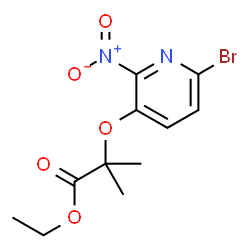 ChemSpider 2D Image | Ethyl 2-[(6-bromo-2-nitro-3-pyridinyl)oxy]-2-methylpropanoate | C11H13BrN2O5
