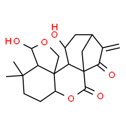 ChemSpider 2D Image | 9,14-Dihydroxy-7,7-dimethyl-17-methylene-3,10-dioxapentacyclo[14.2.1.0~1,13~.0~4,12~.0~8,12~]nonadecane-2,18-dione | C20H26O6