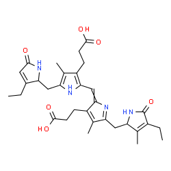 ChemSpider 2D Image | 3-[2-[[3-(2-carboxyethyl)-5-[(4-ethyl-3-methyl-5-oxo-1,2-dihydropyrrol-2-yl)methyl]-4-methyl-pyrrol-2-ylidene]methyl]-5-[(3-ethyl-5-oxo-1,2-dihydropyrrol-2-yl)methyl]-4-methyl-1H-pyrrol-3-yl]propanoic acid | C32H40N4O6