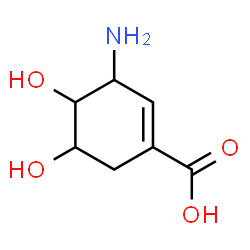 ChemSpider 2D Image | 3-Amino-4,5-dihydroxy-1-cyclohexene-1-carboxylic acid | C7H11NO4