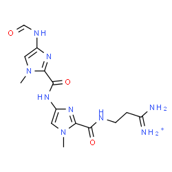 ChemSpider 2D Image | 1-Amino-3-{[(4-{[(4-formamido-1-methyl-1H-imidazol-2-yl)carbonyl]amino}-1-methyl-1H-imidazol-2-yl)carbonyl]amino}-1-propaniminium | C14H20N9O3