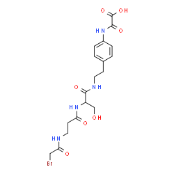ChemSpider 2D Image | N-(Bromoacetyl)-beta-alanyl-N-(2-{4-[(carboxycarbonyl)amino]phenyl}ethyl)serinamide | C18H23BrN4O7