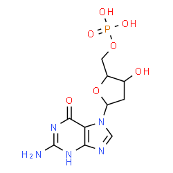 ChemSpider 2D Image | 2-Amino-7-(2-deoxy-5-O-phosphonopentofuranosyl)-3,7-dihydro-6H-purin-6-one | C10H14N5O7P