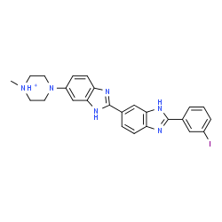 ChemSpider 2D Image | 4-[2'-(3-Iodophenyl)-1H,3'H-2,5'-bibenzimidazol-6-yl]-1-methylpiperazin-1-ium | C25H24IN6