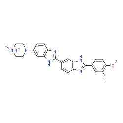 ChemSpider 2D Image | 4-[2'-(3-Iodo-4-methoxyphenyl)-1H,3'H-2,5'-bibenzimidazol-6-yl]-1-methylpiperazin-1-ium | C26H26IN6O