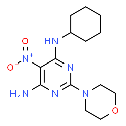 ChemSpider 2D Image | N-Cyclohexyl-2-(4-morpholinyl)-5-nitro-4,6-pyrimidinediamine | C14H22N6O3