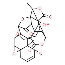 ChemSpider 2D Image | 15-Hydroxy-11,18,21-trimethyl-5,17,24,28,29-pentaoxanonacyclo[17.9.1.1~1,20~.0~2,12~.0~4,6~.0~6,11~.0~15,19~.0~18,23~.0~21,26~]triacont-8-ene-10,16,25,30-tetrone | C28H30O10