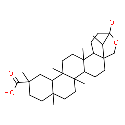 ChemSpider 2D Image | 21-Hydroxy-5,8,11,14,17,24-hexamethyl-22-oxahexacyclo[19.2.1.0~1,18~.0~4,17~.0~5,14~.0~8,13~]tetracosane-11-carboxylic acid | C30H48O4