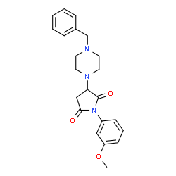 ChemSpider 2D Image | 3-(4-Benzyl-1-piperazinyl)-1-(3-methoxyphenyl)-2,5-pyrrolidinedione | C22H25N3O3