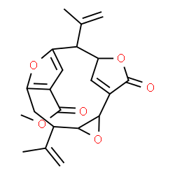 ChemSpider 2D Image | Methyl 5,11-diisopropenyl-14-oxo-3,13,16-trioxatetracyclo[10.2.1.1~7,10~.0~2,4~]hexadeca-1(15),7,9-triene-8-carboxylate | C21H22O6