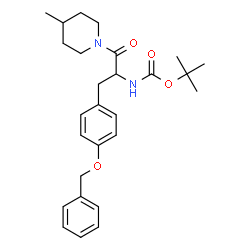 ChemSpider 2D Image | 2-Methyl-2-propanyl {3-[4-(benzyloxy)phenyl]-1-(4-methyl-1-piperidinyl)-1-oxo-2-propanyl}carbamate | C27H36N2O4
