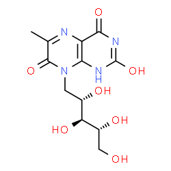ChemSpider 2D Image | 1-Deoxy-1-(6-methyl-2,4,7-trioxo-1,3,4,7-tetrahydro-8(2H)-pteridinyl)-D-ribitol | C12H16N4O7