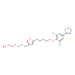 ChemSpider 2D Image | 5-(5-(2,6-DICHLORO-4-(4,5-DIHYDRO-2-OXAZOLYL)PHENOXY)PENTYL)-3-(HYDROXYETHYL OXYMETHYLENEOXYMETHYL) ISOXAZOLE | C21H26Cl2N2O6
