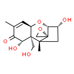 ChemSpider 2D Image | (3alpha,7alpha,12R)-3,7,15-Trihydroxy-12,13-epoxytrichothec-9-en-8-one | C15H20O6
