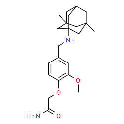 ChemSpider 2D Image | 2-(4-{[(3,5-Dimethyladamantan-1-yl)amino]methyl}-2-methoxyphenoxy)acetamide | C22H32N2O3