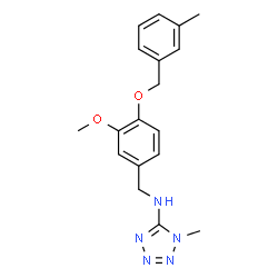 ChemSpider 2D Image | N-{3-Methoxy-4-[(3-methylbenzyl)oxy]benzyl}-1-methyl-1H-tetrazol-5-amine | C18H21N5O2