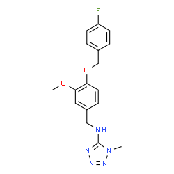 ChemSpider 2D Image | N-{4-[(4-Fluorobenzyl)oxy]-3-methoxybenzyl}-1-methyl-1H-tetrazol-5-amine | C17H18FN5O2