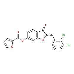 ChemSpider 2D Image | 2-(2,3-Dichlorobenzylidene)-3-oxo-2,3-dihydro-1-benzofuran-6-yl 2-furoate | C20H10Cl2O5