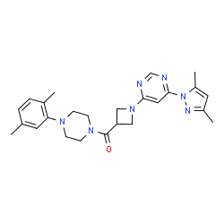ChemSpider 2D Image | [4-(2,5-Dimethylphenyl)-1-piperazinyl]{1-[6-(3,5-dimethyl-1H-pyrazol-1-yl)-4-pyrimidinyl]-3-azetidinyl}methanone | C25H31N7O