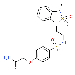 ChemSpider 2D Image | 2-(4-{[2-(3-Methyl-2,2-dioxido-2,1,3-benzothiadiazol-1(3H)-yl)ethyl]sulfamoyl}phenoxy)acetamide | C17H20N4O6S2