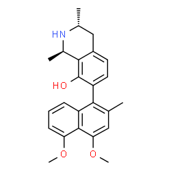 ChemSpider 2D Image | (1R,3R)-7-(4,5-Dimethoxy-2-methyl-1-naphthyl)-1,3-dimethyl-1,2,3,4-tetrahydro-8-isoquinolinol | C24H27NO3