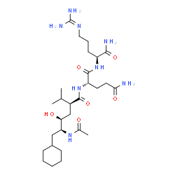 ChemSpider 2D Image | N-[[1-[N-ACETAMIDYL]-[1-CYCLOHEXYLMETHYL-2-HYDROXY-4-ISOPROPYL]-BUT-4-YL]-CARBONYL]-GLUTAMINYL-ARGINYL-AMIDE | C28H52N8O6