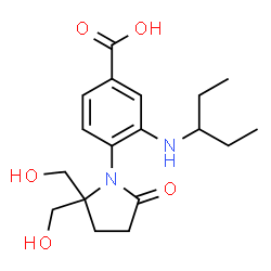ChemSpider 2D Image | 1-[4-carboxy-2-(3-pentylamino)phenyl]-5,5-bis(hydroxymethyl)pyrrolidin-2-one | C18H26N2O5