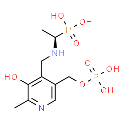 ChemSpider 2D Image | {(1R)-1-[({3-Hydroxy-2-methyl-5-[(phosphonooxy)methyl]-4-pyridinyl}methyl)amino]ethyl}phosphonic acid | C10H18N2O8P2