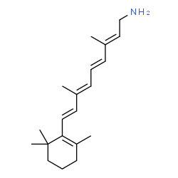ChemSpider 2D Image | (2E,4E,6E,8E)-3,7-Dimethyl-9-(2,6,6-trimethyl-1-cyclohexen-1-yl)-2,4,6,8-nonatetraen-1-amine | C20H31N