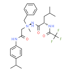 ChemSpider 2D Image | (1R)-1-Benzyl-1-{2-[(4-isopropylphenyl)amino]-2-oxoethyl}-1-methyl-2-{(2S)-4-methyl-2-[(trifluoroacetyl)amino]pentanoyl}hydrazinium | C27H36F3N4O3