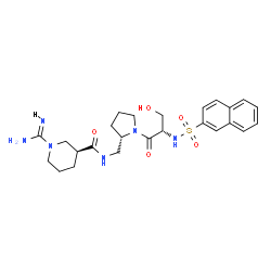 ChemSpider 2D Image | (3S)-1-Carbamimidoyl-N-({(2S)-1-[N-(2-naphthylsulfonyl)-L-seryl]-2-pyrrolidinyl}methyl)-3-piperidinecarboxamide | C25H34N6O5S