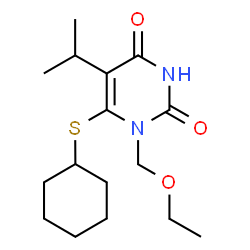 ChemSpider 2D Image | 6-CYCLOHEXYLTHIO-1-ETHOXYMETHYL-5-ISOPROPYLURACIL | C16H26N2O3S