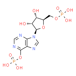 ChemSpider 2D Image | 6-(Phosphonooxy)-9-(5-O-phosphono-beta-D-ribofuranosyl)-9H-purine | C10H14N4O11P2