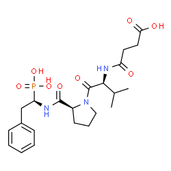 ChemSpider 2D Image | N-(3-Carboxypropanoyl)-L-valyl-N-[(1R)-2-phenyl-1-phosphonoethyl]-L-prolinamide | C22H32N3O8P