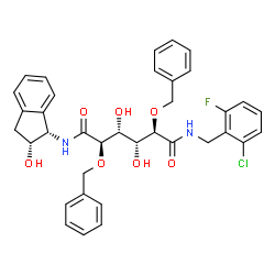 ChemSpider 2D Image | 2,5-DIBENZYLOXY-3,4-DIHYDROXY-HEXANEDIOIC ACID 2-CHLORO-6-FLUORO-BENZYLAMIDE (2-HYDROXY-INDAN-1- YL)-AMIDE | C36H36ClFN2O7