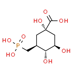 ChemSpider 2D Image | (1S,3R,4R,5S)-1,3,4-Trihydroxy-5-(phosphonomethyl)cyclohexanecarboxylic acid | C8H15O8P