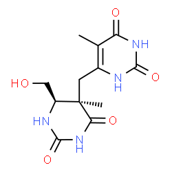 ChemSpider 2D Image | 6-{[(4R,5R)-4-(hydroxymethyl)thymin-5-yl]methyl}thymine | C12H16N4O5