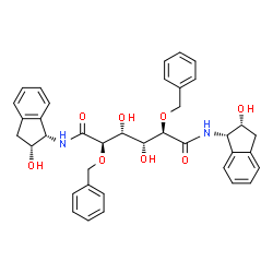 ChemSpider 2D Image | (2R,3R,4R,5R)-2,5-Bis(benzyloxy)-3,4-dihydroxy-N,N'-bis[(1S,2R)-2-hydroxy-2,3-dihydro-1H-inden-1-yl]hexanediamide | C38H40N2O8
